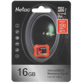 Карта памяти microSD .16Gb Netac P500 Extreme Pro Class 10, 100MB/s, без SD адаптера