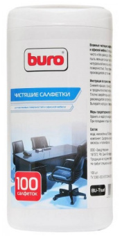 Салфетки BURO BU-Tsurl - Чистящие салфетки для поверхностей в пластиковой тубе (100шт)