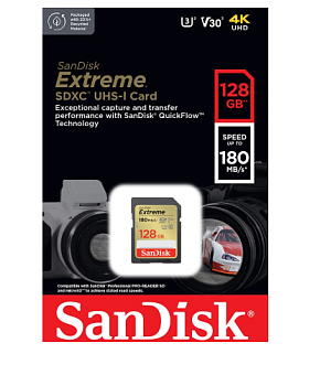 Карта памяти SD 128Gb SanDisk Extreme UHS-I Class 3 (U3) V30 180/90 MB/s
