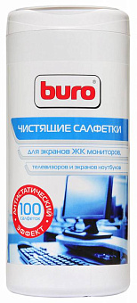 Салфетки BURO BU-TSCREEN - Чистящие салфетки для экранов и оптики в пластиковой тубе (100шт)