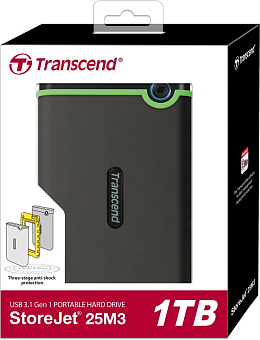Внешний жесткий диск .1Tb Transcend StoreJet 25M3 2.5" USB3.0 серый