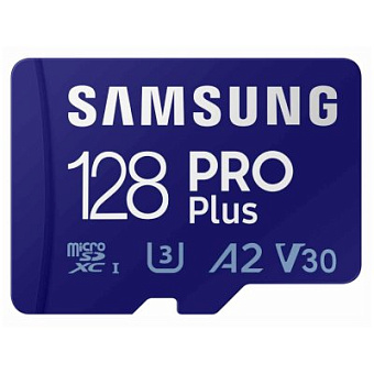 Карта памяти microSD 128Gb Samsung PRO Plus Class 10 160MB/s с SD адаптером