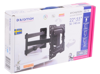 Крепление для телевизора Kromax DIX-18 (22"-55" макс.40кг настенный поворот и наклон) Black