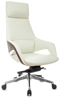 Кресло Бюрократ _DAO-2 белый кожа с подголов. крестов. алюминий