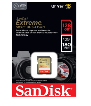Карта памяти SD 128Gb SanDisk Extreme UHS-I Class 3 (U3) V30 180/90 MB/s