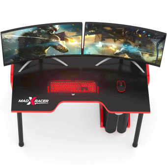 Стол компьютерный MaDXRacer KING GT14 "1400х900х750" черный, кромка красная