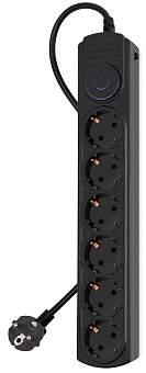 Сетевой фильтр Ippon BK-6-EU-1.8-10-B 1.8м (6 розеток с заземлением) черный  (10 А, 2200 ВА)