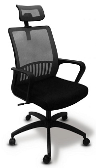 Кресло Бюрократ MC-201-H  (сетка/ткань, мех. качания, крест. пластик, с подголов., до 120 кг) Черный