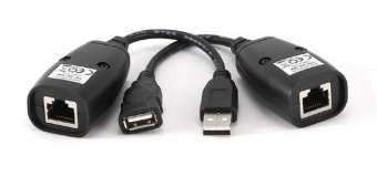 Удлинитель USB-A (m) + USB-A (f)  --  RJ45, Cablexpert UAE-30M