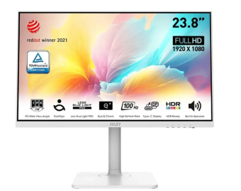 Монитор 23.8" MSI Modern MD2412PW (IPS 1920x1080 5ms 100Hz VESA Speakers HDMI USB-C) White Edition