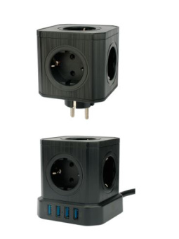 Сетевой фильтр Cablexpert Tower TWR-9-U4-B-2, 9р, 16А, 4хUSB, 3.1А, 2м, черный