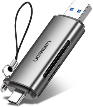 Внешний картридер USB3.0 + Type C UGREEN 50706 microSD/SD Grey