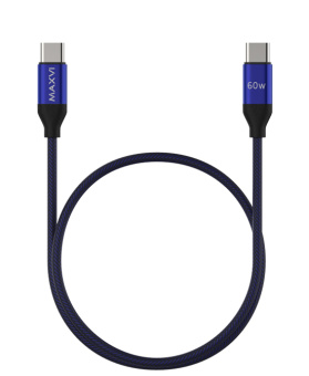 Кабель USB-C < - > USB-C, 1.2м, Maxvi MCw-60TT 60W Blue