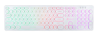 Клавиатура проводная Oklick 420MRL Slim Rainbow Led белый