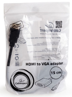 Кабель-переходник HDMI (m) < - > VGA (f), Cablexpert 15cm, jack3.5 аудиовыход