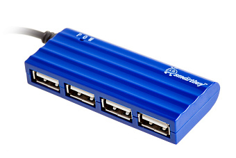 Концентратор USB-A - 4-port USB2.0, Smartbuy SBHA-6810B, голубой