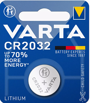 Элемент питания CR2032, 3V, 1шт, Varta Electronics CR2032 BL1 Lithium