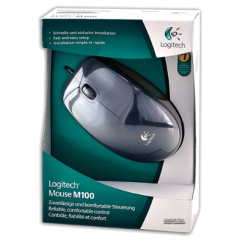 Мышь проводная Logitech M100r Optical USB Grey