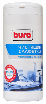 Салфетки BURO BU-Tmix - Сухие и влажные чистящие салфетки универсальные в пластиковой тубе (65+65шт)