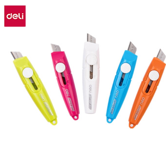 Нож Deli E2020 Vivid Mini шир.лез.9мм фиксатор сталь ассорти блистер