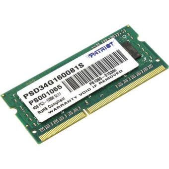 Модуль памяти SODIMM DDR3 4096Mb PC-12800 1600MHz Patriot 1.5v