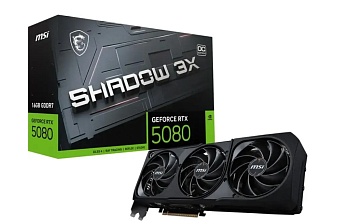 Видеокарта 16Gb MSI RTX 5080 16G SHADOW 3X OC (RTX5080) GDDR7 256bit HDMI DP