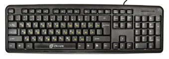 Клавиатура проводная Oklick 130M желтые буквы кириллицы) черный