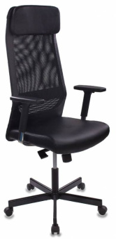 Кресло Бюрократ T-995 (эко.кожа/сетка, синхромеханизм качания, крест. металл черный, до 120 кг) Черный