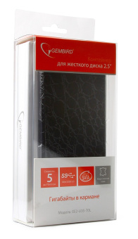 Внешний контейнер USB3.0 -> SATA 2.5", Gembird EE2-U3S-70L, кожзам, чёрный