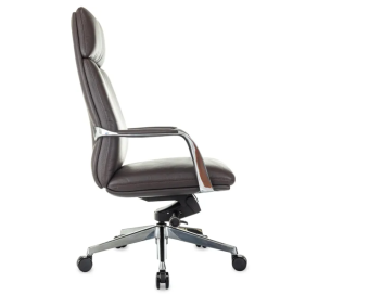 Кресло VEGA (кожа, до 150кг, основание-алюминий, механизм качания) Коричневый