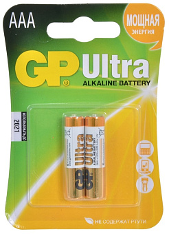 Элемент питания AAA, 1.5V,  2шт, GP Ultra Alkaline 24AU LR03