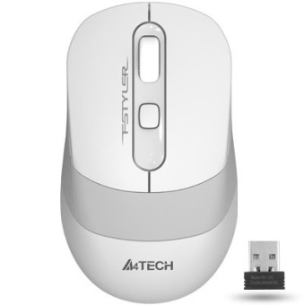 Мышь беспроводная A4Tech Fstyler FG10 2000dpi серый/белый