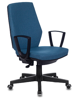 Кресло Бюрократ CH-545 (ткань, пружинно-винтовой мех. качания, крест. пластик, до 120 кг) Синий