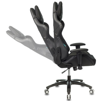 Кресло Zombie VIKING 4 AERO (текстиль/эко.кожа, мех. качания, крест. пластик, до 120 кг) Черый