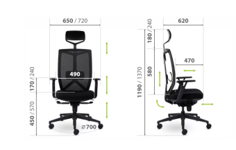 Кресло UTFC Профи М-900 с подголовником черный пластик (черный) (пятилучье Профи серое металлич)