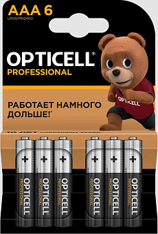 Элемент питания AAA, 1.5V,  6шт, Opticell Professional LR03