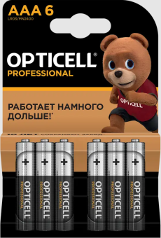 Элемент питания AAA, 1.5V,  6шт, Opticell Professional LR03