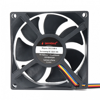Вентилятор для корпуса 80mm Gembird D8025HM-4 (4-pin, 80x80x25мм, гидродинамический, провод 30см)