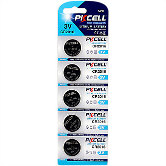 Элемент питания CR2016, 3V, 5шт, PKCELL CR2016-5B Lithium Battery