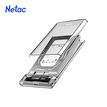 Внешний контейнер USB-C -> SATA 2.5", NETAC WH11, прозрачный