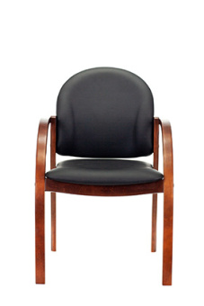 Стул Бюрократ ДЖУНО черный эко.кожа на ножках дерево