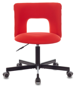 Кресло Бюрократ KF-1M (ткань, без мех. качания, крест. металл черный, до 100 кг) красный