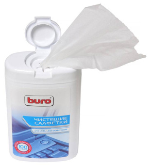 Салфетки BURO BU-tft - Чистящие салфетки для ЖК-мониторов в пластиковой тубе (100шт)