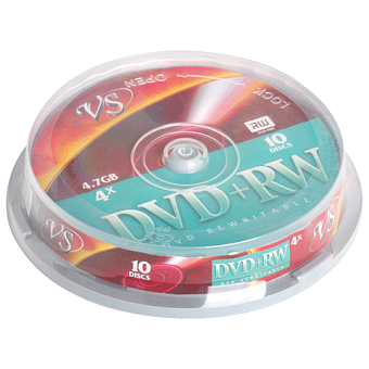 Диск DVD+RW 4,7Gb VS 4x Cake Box (10шт.)
