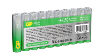Элемент питания AAA, 1.5V, 10шт, GP Super Alkaline GP 24AA21-2CRSWC10 100/800, спайка