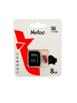 Карта памяти microSD . 8Gb Netac P500 Eco Class 10, без SD адаптера