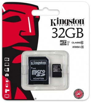 Карта памяти microSD 32Gb Kingston microSDHC CLASS 10  UHS-I + адаптер SD