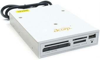 Картридер в 3.5" отсек Acorp CRIP200 (CF/MD/SM/xD/MMC/SD/MS, 1*USB2.0) White