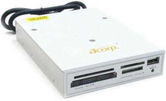 Картридер в 3.5" отсек Acorp CRIP200 (CF/MD/SM/xD/MMC/SD/MS, 1*USB2.0) White