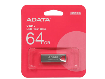 Флешка .64Gb ADATA UV210 USB2.0 плоская металлическая